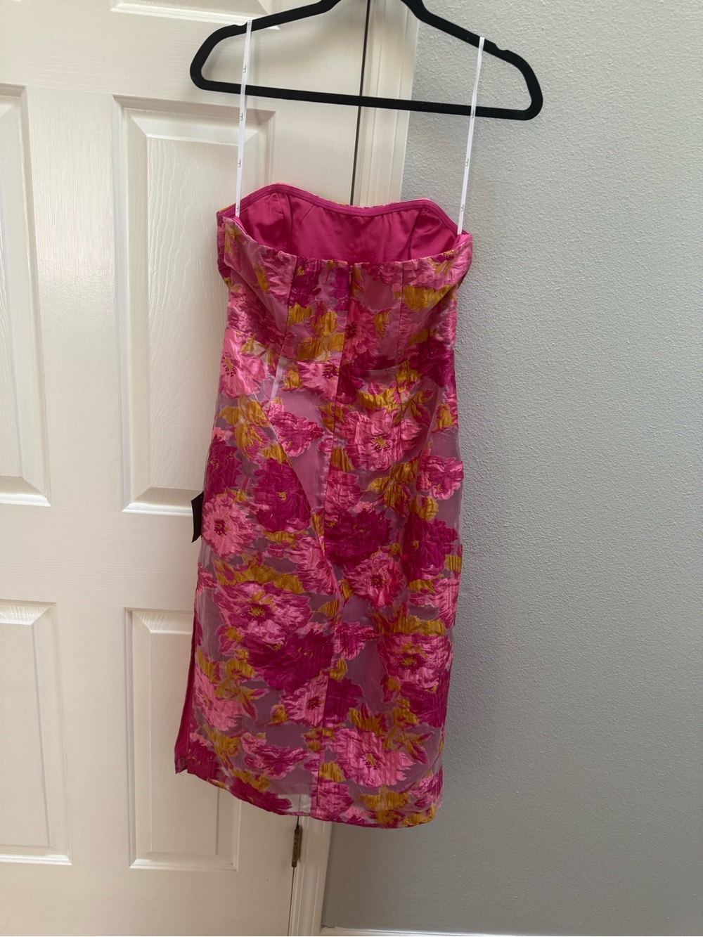 Lulu's Pink Floral Strapless Dress - Picture 2 of 3